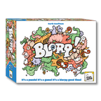 Colorful box of 'Blorp!' puzzle game with cartoon monster limbs and body parts and text.
