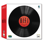 Vinyl record with red label and matching packaging on a white background