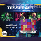 Tesseract Rare Element Deluxe Kit packaging with colorful dice and character illustrations on a dark background.